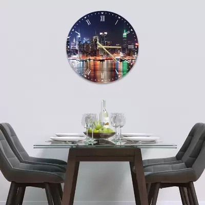 Glass Clock in Manhattan Skyline - 50cm Wide