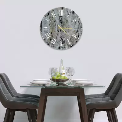 Glass Clock in Marble - 30cm Wide