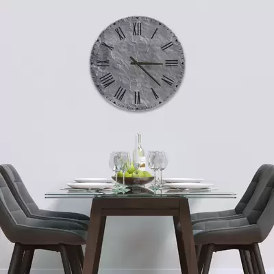 Glass Clock in Monochrome Slate - 30cm Wide
