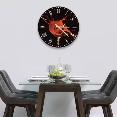 Glass Clock in Paint Drip Rose - 50cm Wide