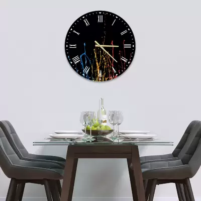 Glass Clock in Paint Splash - 30cm Wide