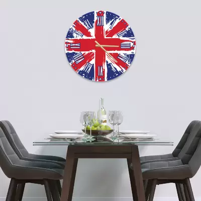 Glass Clock in Painted Union Jack - 50cm Wide