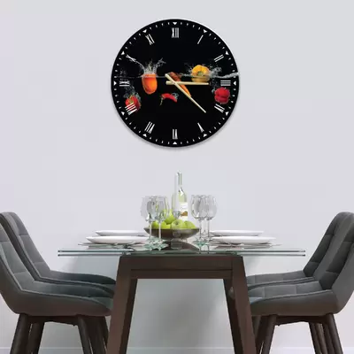 Glass Clock in Peppers and Chilli Splash - 50cm Wide