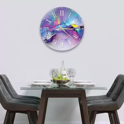 Glass Clock in Rainbow Rain Mountain - 30cm Wide