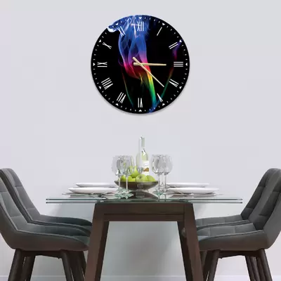 Glass Clock in Rainbow Smoke - 50cm Wide