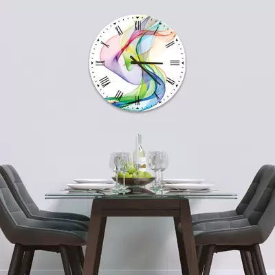 Glass Clock in Rainbow Wave - 50cm Wide