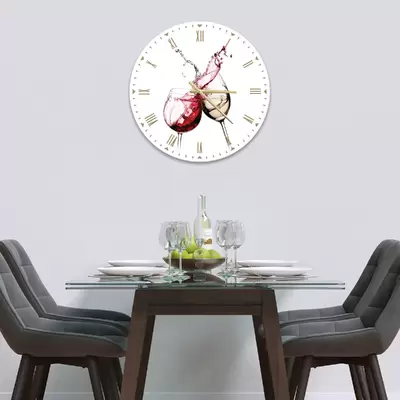 Glass Clock in Red and White Wine - 30cm Wide