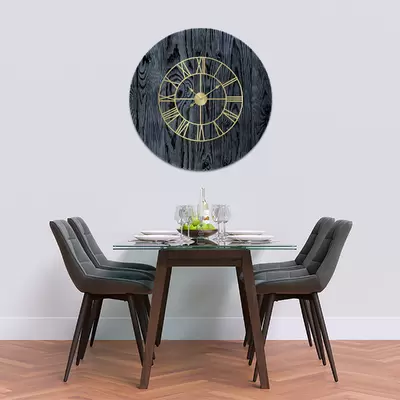 Glass Clock With Skeleton Frame in Black Ash - 60cm Wide