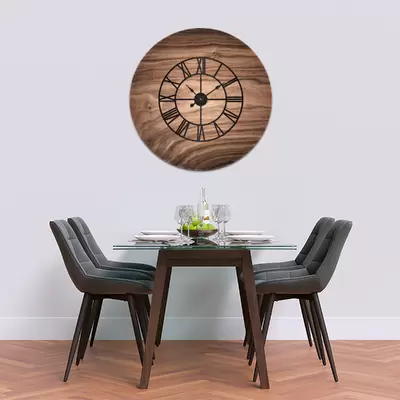 Glass Clock With Skeleton Frame in Black Walnut - 50cm Wide