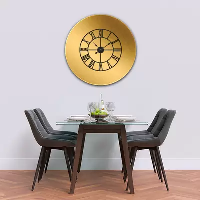 Glass Clock With Skeleton Frame in Brushed Gold - 80cm Wide