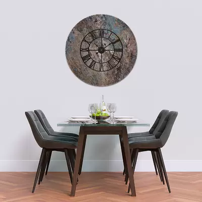 Glass Clock With Skeleton Frame in Concrete - 100cm Wide