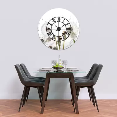 Glass Clock With Skeleton Frame in Dandelion Clocks - 100cm Wide