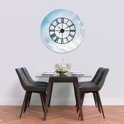 Glass Clock With Skeleton Frame in Dandelion Flower - 90cm Wide