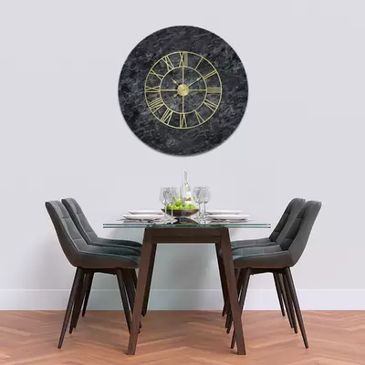 Glass Clock With Skeleton Frame in Dark Grey Slate - 100cm Wide
