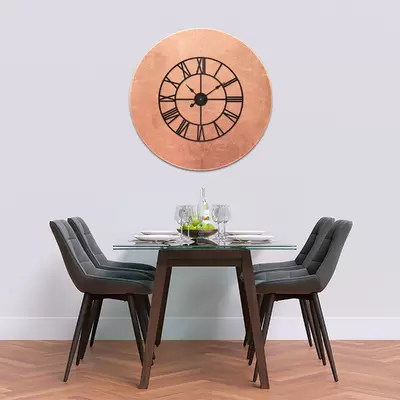 Glass Clock With Skeleton Frame in Distressed Copper - 80cm Wide