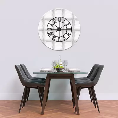 Glass Clock With Skeleton Frame in Glass Brick - 80cm Wide