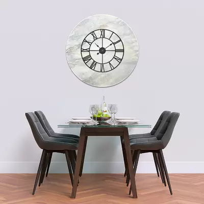 Glass Clock With Skeleton Frame in Italian Stone - 100cm Wide