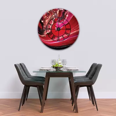 Glass Clock With Skeleton Frame in Liquid Lava - 80cm Wide