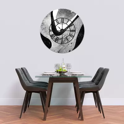 Glass Clock With Skeleton Frame in Liquid Onyx - 90cm Wide