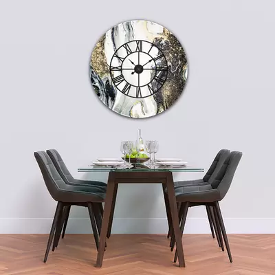 Glass Clock With Skeleton Frame in Liquid Space - 90cm Wide