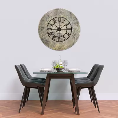 Glass Clock With Skeleton Frame in Old Stone - 60cm Wide