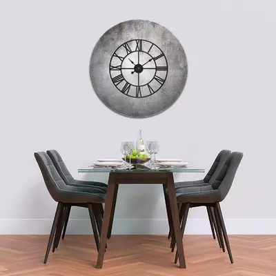 Glass Clock With Skeleton Frame in Polished Concrete - 50cm Wide