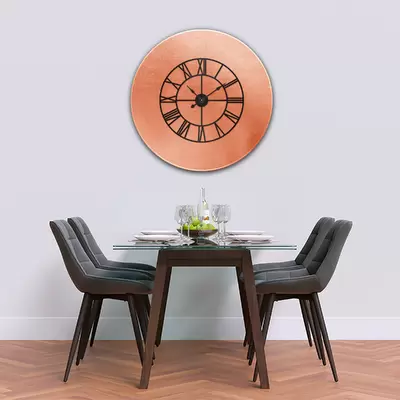 Glass Clock With Skeleton Frame in Rose Gold - 70cm Wide