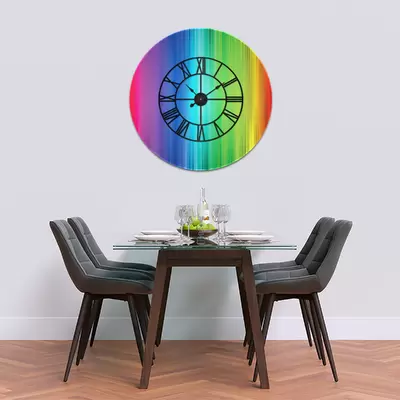 Glass Clock With Skeleton Frame in Spectrum - 50cm Wide