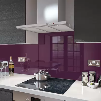 Deep Purple - Glass Splashback Socket Cutout - 100cm Wide x 40cm High