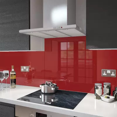 Deep Red - Glass Splashback Socket Cutout - 100cm Wide x 40cm High