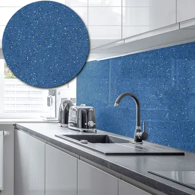 Acrylic Splashback Glitter - Painted In Capri Blue - 3mm sample