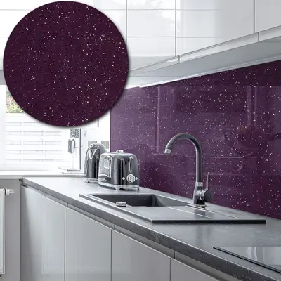 Acrylic Splashback Glitter - Painted In Deep Purple - 3mm sample