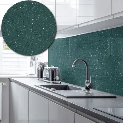 Acrylic Splashback Glitter - Painted In Emerald Green - 3mm sample