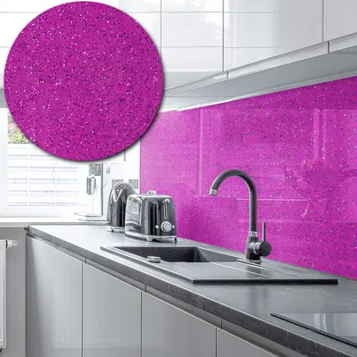 Acrylic Splashback Glitter - Painted In Fuchsia Pink - 3mm sample