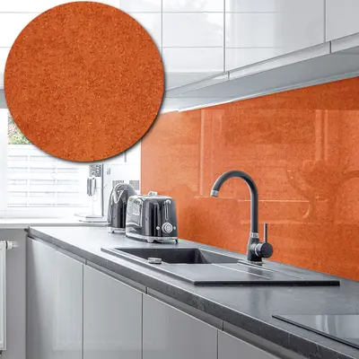 Acrylic Splashback Glitter - Painted In Orange - 3mm sample