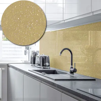 Acrylic Splashback Glitter - Painted In Sandstone - 3mm sample