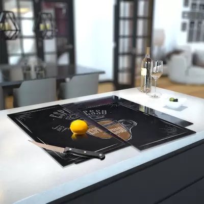 Glass Hob Cover / Chopping Board in Espresso Coffee - 60cm Wide x 52cm High