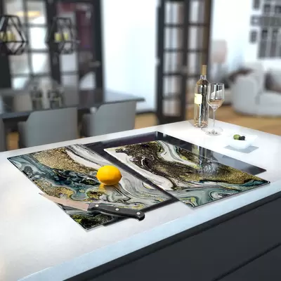 Glass Hob Cover / Chopping Board in Liquid Space - 60cm Wide x 52cm High