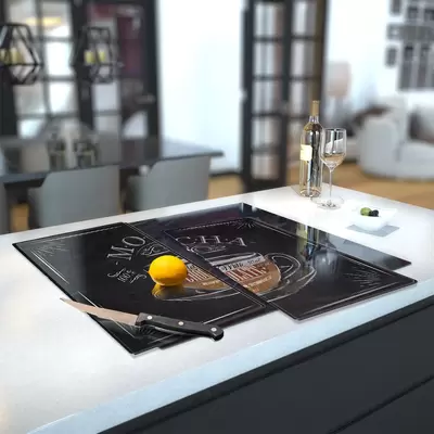 Glass Hob Cover / Chopping Board in Mocha Coffee - 60cm Wide x 52cm High