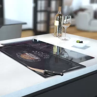 Glass Hob Cover / Chopping Board in Mocha Coffee - 30cm Wide x 52cm High