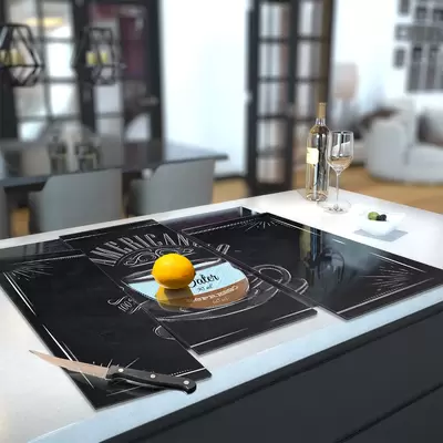 Glass Hob Cover / Chopping Board in Americana Coffee - 90cm Wide x 52cm High