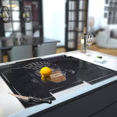 Glass Hob Cover / Chopping Board in Espresso Coffee - 90cm Wide x 52cm High