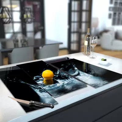 Glass Hob Cover / Chopping Board in Lake Splash - 90cm Wide x 52cm High