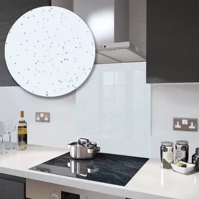 White Granite Galaxy Toughened Glass Splashback - 60cm Wide x 75cm High