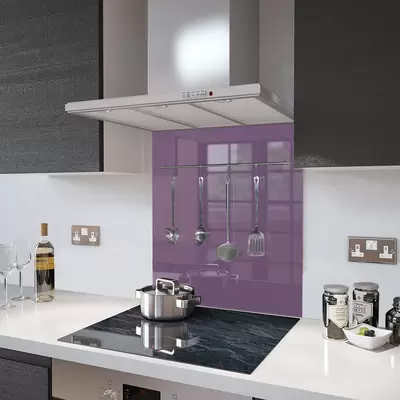 Lilac with Utensil Rail - Glass Splashback - 100cm Wide x 75cm High