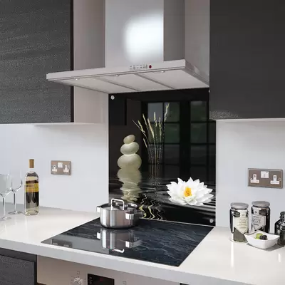 Water Lily - Kitchen Glass Splashback With Fixing Holes - 60cm Wide x 80cm High