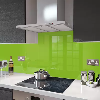 Lime Green - Glass Splashback Socket Cutout - 100cm Wide x 40cm High