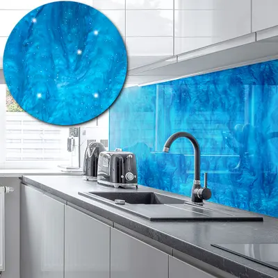 Acrylic Marble Splashback In Aqua Blue - 5mm 1000mm by 750mm
