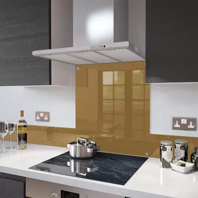 Beige - Kitchen Glass Splashback With Fixing Holes - 60cm Wide x 75cm High