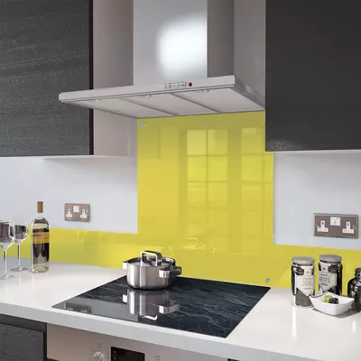 Yellow - Kitchen Glass Splashback With Fixing Holes - 80cm Wide x 100cm High
